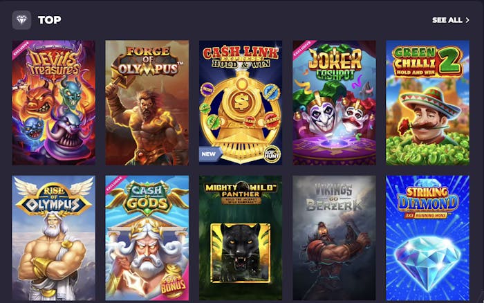 eight top powbet casino games displayed