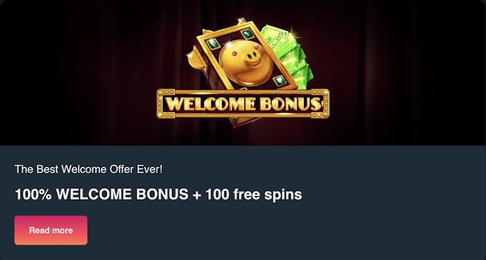 PrimeBetz Casino promotions banner showcasing 'The Best Welcome Offer Ever!' with a 100% welcome bonus and 100 free spins.