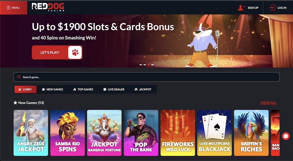 red dog casino home page