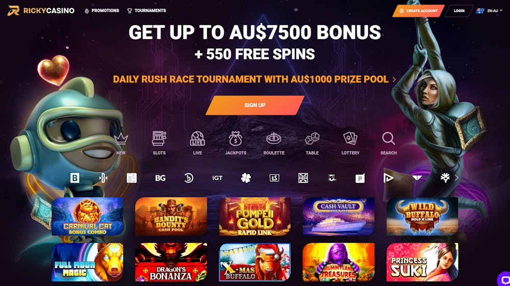 Ricky Casino homepage