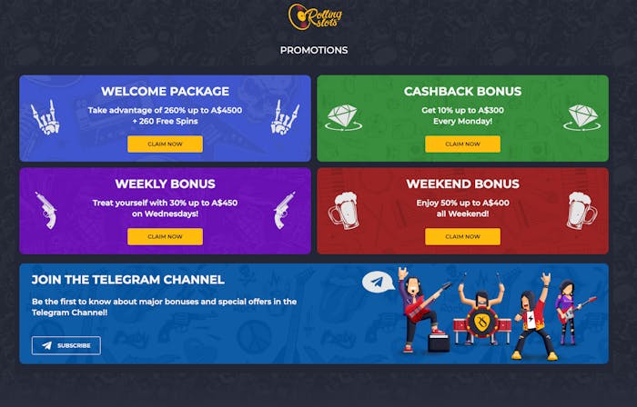 rolling slots welcome bonus