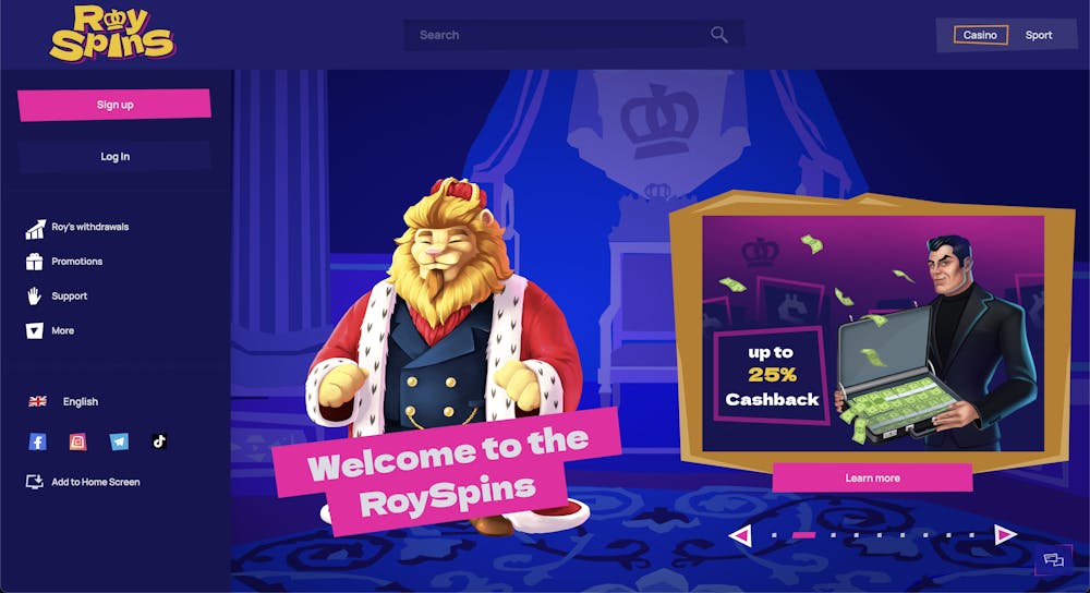 roy spins casino home page