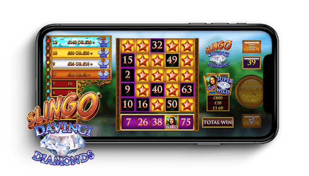 Slingo DaVinci Diamonds Playing Grid