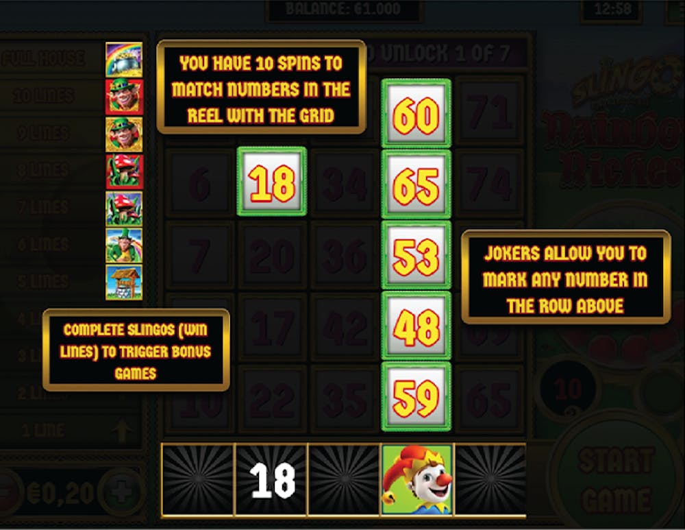 Slingo grid highlighting how Jokers work