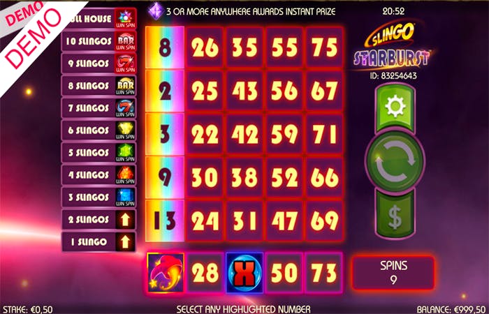 Slingo starburst grid