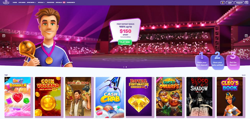 Slots Palace home page