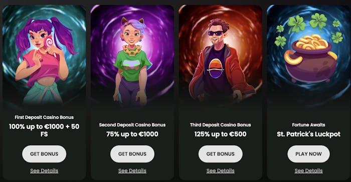 Screenshot of Spinaro Casino's promotions