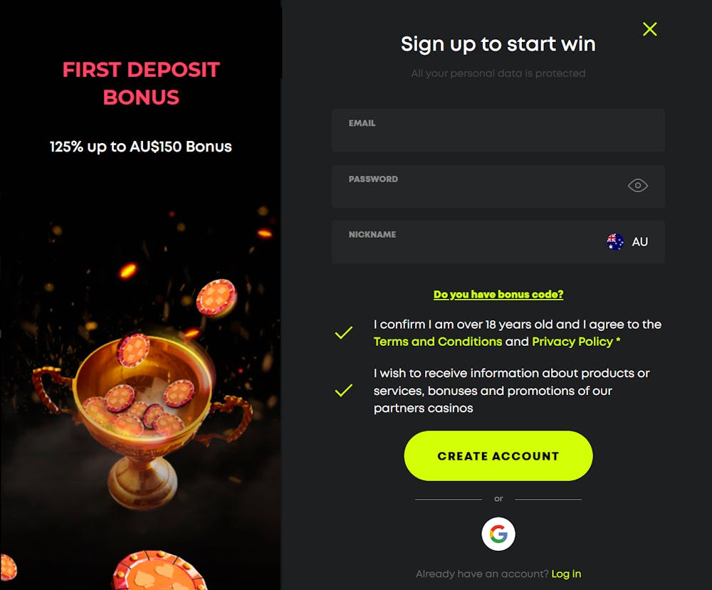 account signup at Spin Samurai Casino