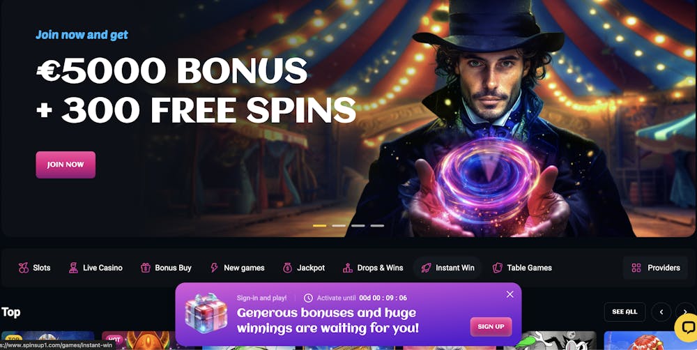 spinsup casino home page