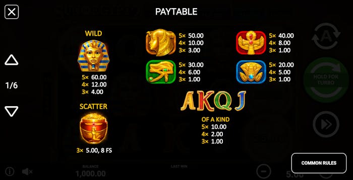 sun of egypt 2 symbols