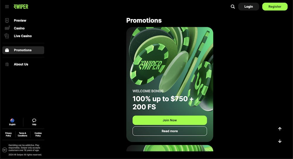 swiper casino sign up bonus