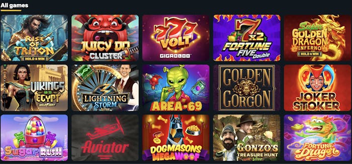 the all casino games section at campeonbet casino with famous titles