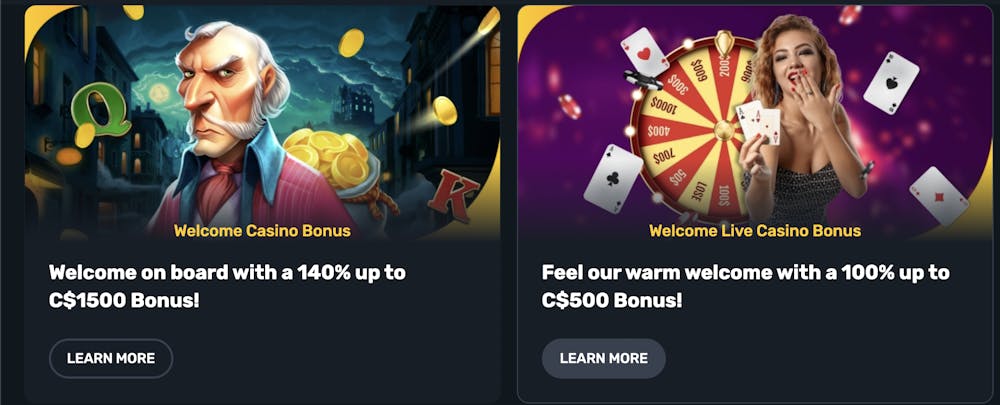 two welcome bonuses from campeonbet casino next to each other