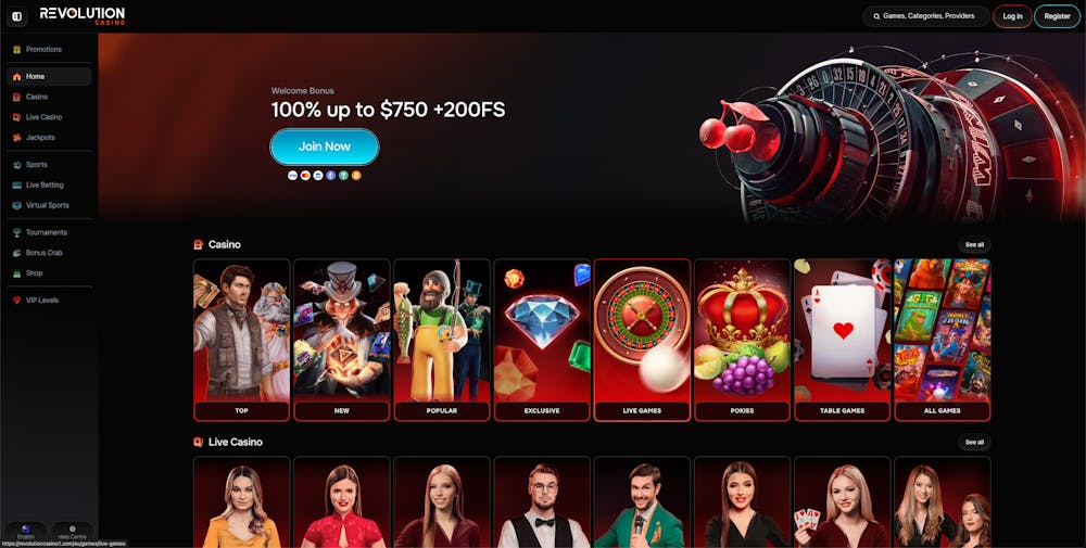 welcome bonus revolution casino