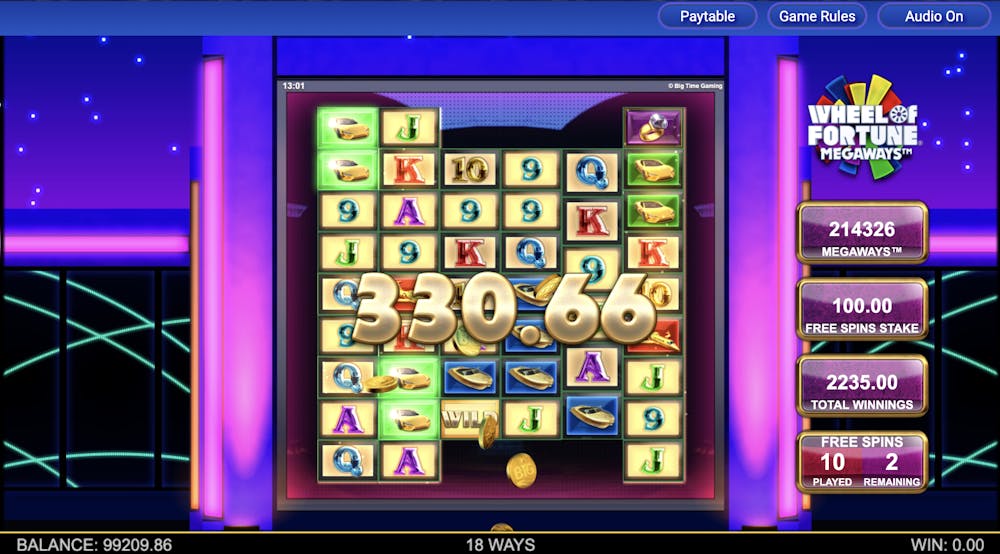 wheel of fortune slot win