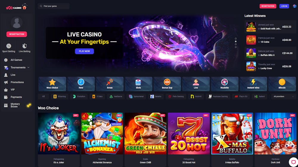 Woo Casino main page