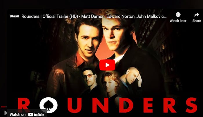 rounders trailer poster with edward norton and matt damon